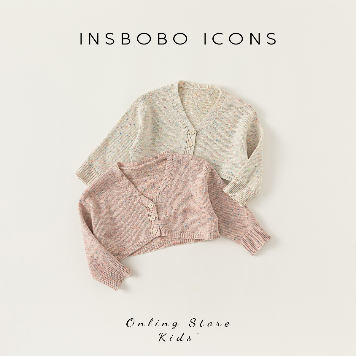 INSbobo女童针织开衫时尚休闲儿童针织外套春季新款女孩洋气毛衣-封面
