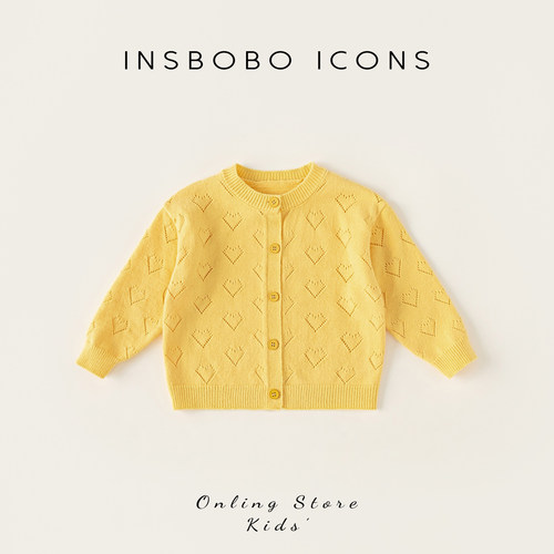 INSbobo儿童针织衫女童爱心开衫