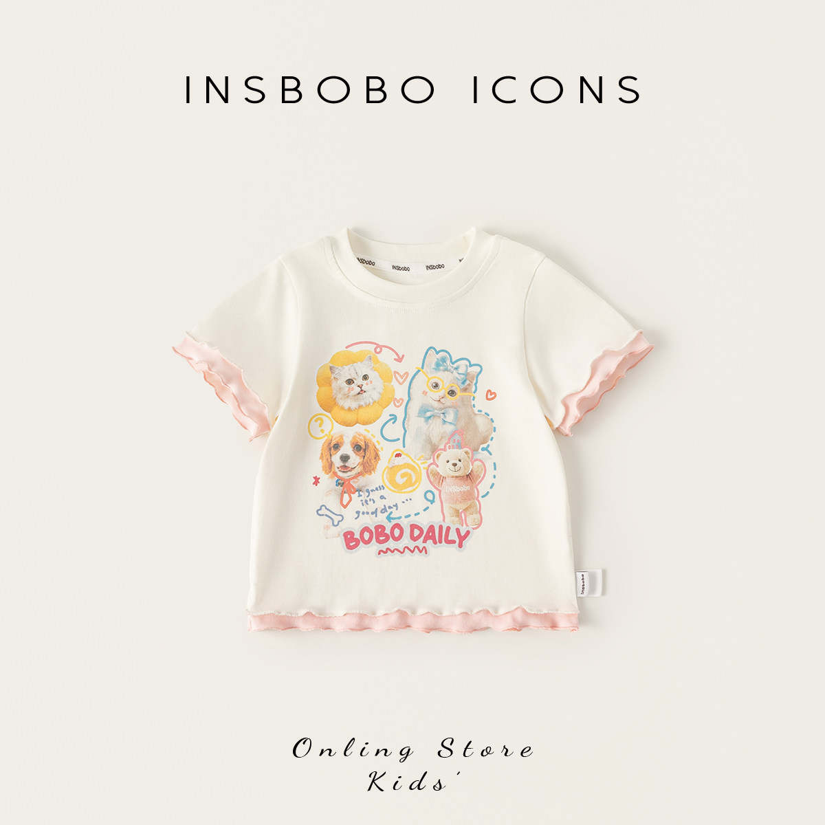 INSbobo女童短袖t恤多巴胺上衣潮图片