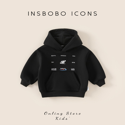 INSbobo儿童连帽字母印花卫衣