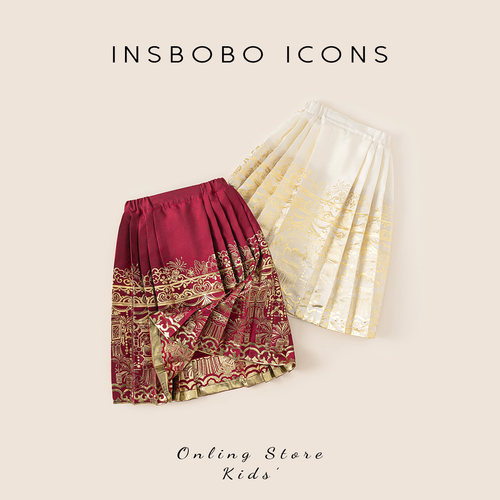 INSbobo儿童唐装国风马面裙