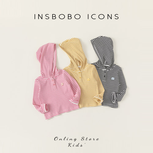 INSbobo儿童秋季条纹长袖连帽潮