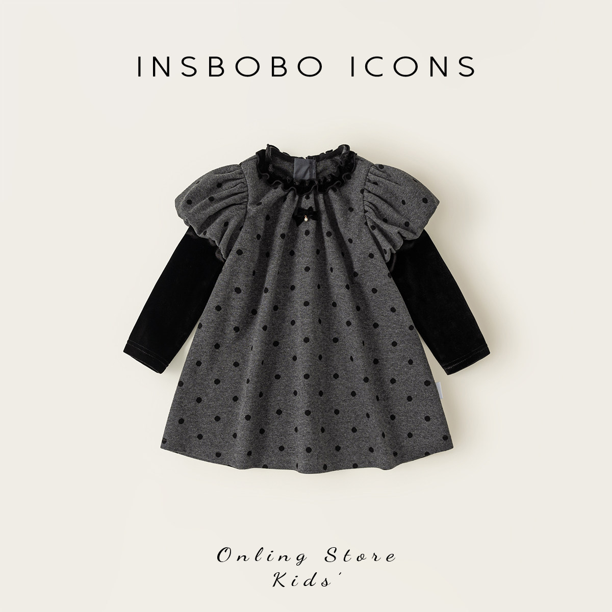 INSbobo女童连衣裙2026秋季新款女孩洋气裙子儿童好看波点长袖裙
