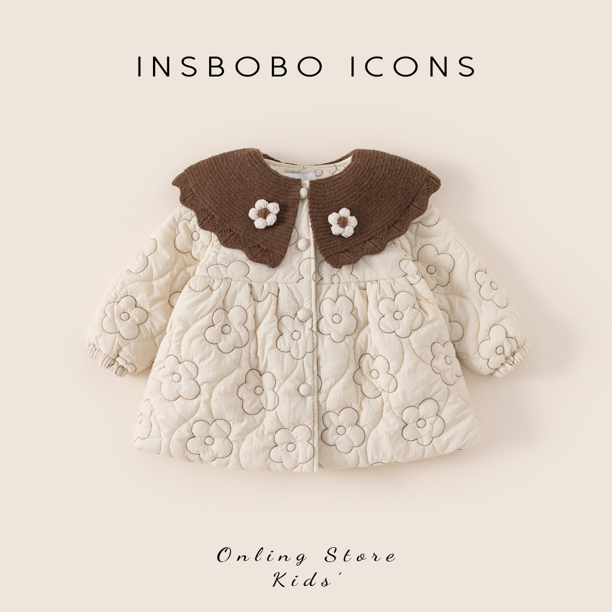 INSbobo儿童毛衣领可爱棉服外套