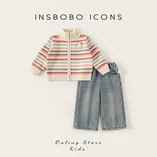 INSbobo女童套装2025冬季新款宝宝洋气冬装儿童加厚衣服毛衣套装