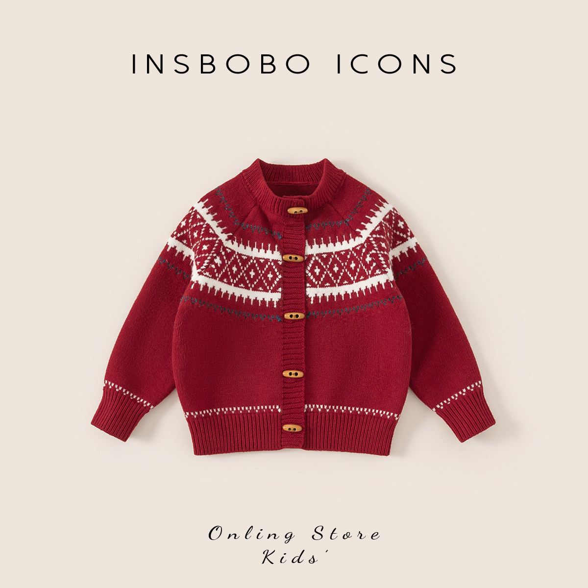 INSbobo女童毛衣冬季新款加厚年衣儿童红色针织外套宝宝新年上衣,童装/婴儿装/亲子装,毛衣/针织衫,淘宝优惠券,粉丝福利购,淘宝优惠卷