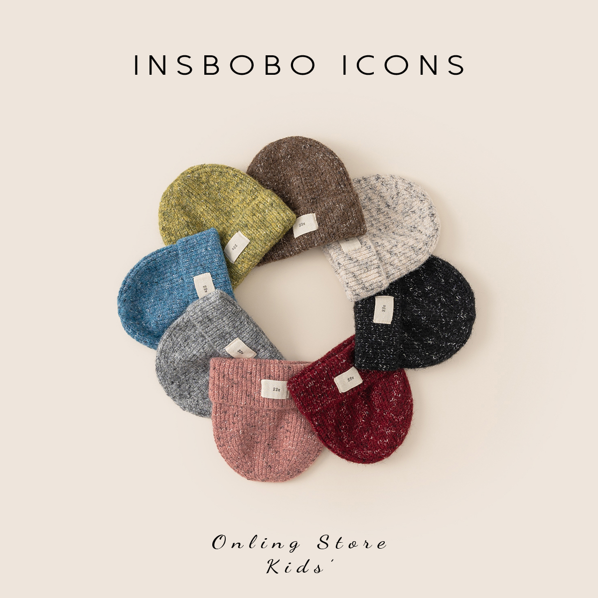 INSbobo儿童帽子休闲针织帽