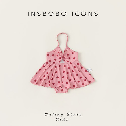 INSbobo儿童波点吊带泳衣