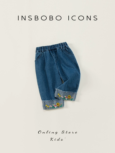 Осенние штаны, детские джинсы, детская одежда, свободный прямой крой