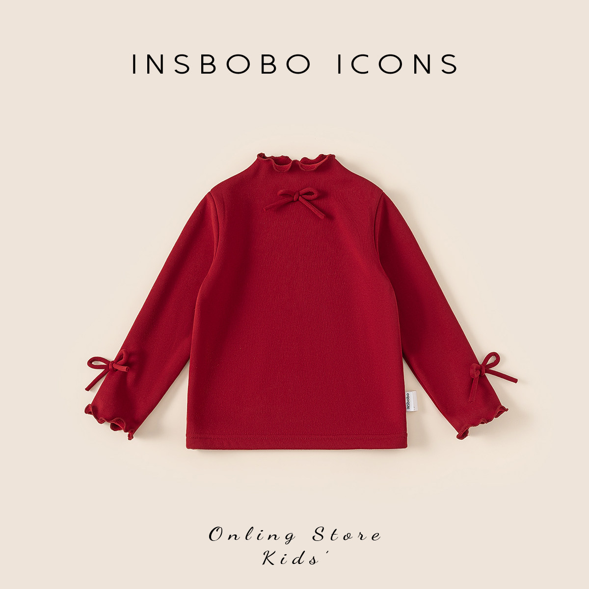 INSbobo儿童蝴蝶结装饰打底衫