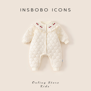 婴儿连体衣小宝宝外出服冬装新款女宝棉服加厚外套婴幼儿保暖衣服