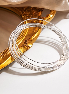 ins小众设计手镯女手饰品网红细圈多环镀银闭口镯子经典复古手环