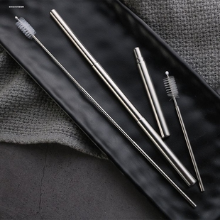 口袋便携环保伸缩吸管 折叠304不锈钢吸管套装非一次性可重复喝水