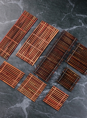 鱼缸流水板 竹排竹垫配件竹子装饰diy摆件不可漂浮竹排陶瓷流水器