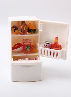 Dollhouse娃娃屋微缩食玩场景迷你家具模型袖珍厨房白色冰箱