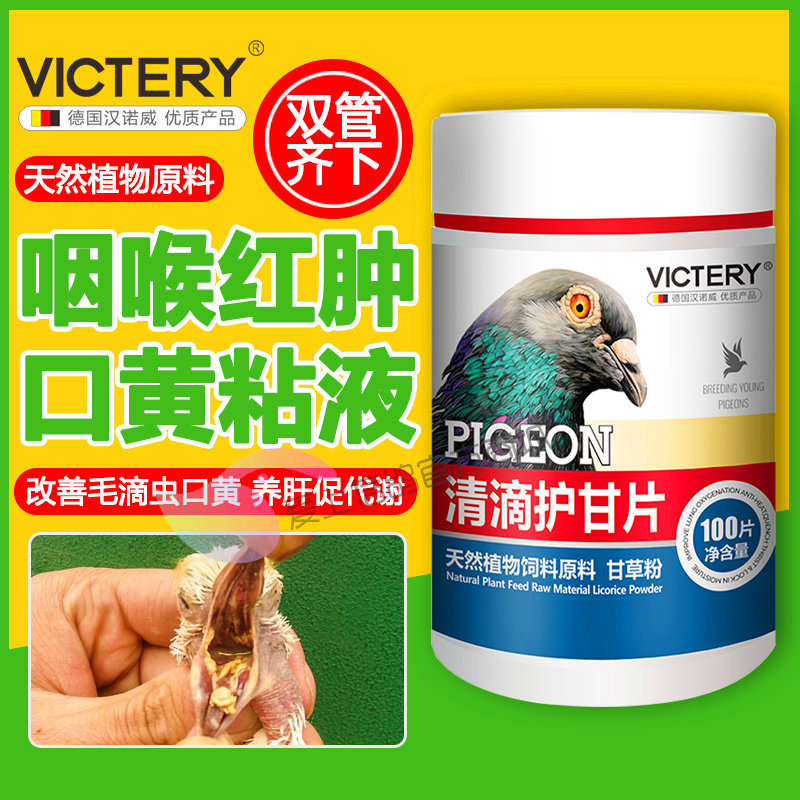 赛鸽信鸽毛滴虫口黄幼鸽口腔粘液白点汉诺威非鸽药清滴护甘片专用