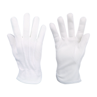 来安之 带橡筋三条背白色棉珠点靓手套点塑防滑耐磨劳保作业手套