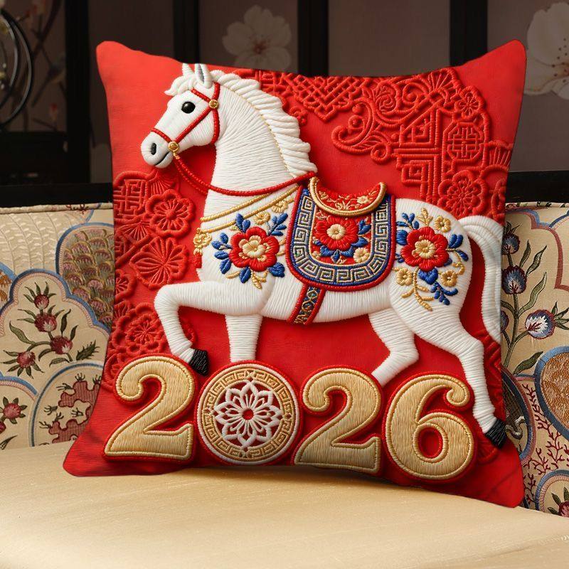 沙发靠背上的摆件马年红色喜庆印花抱枕新年客厅沙发车载摆件靠垫,居家布艺,靠垫/抱枕,淘宝优惠券,粉丝福利购,淘宝优惠卷