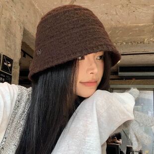 高级感超好看渔夫帽针织渔夫帽女秋冬季韩版百搭水桶帽日系复古大