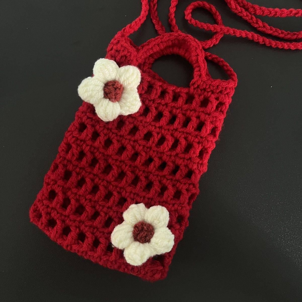 针织手机包网红多巴胺流行手工编织镂空小包2025手机包袋新款成品