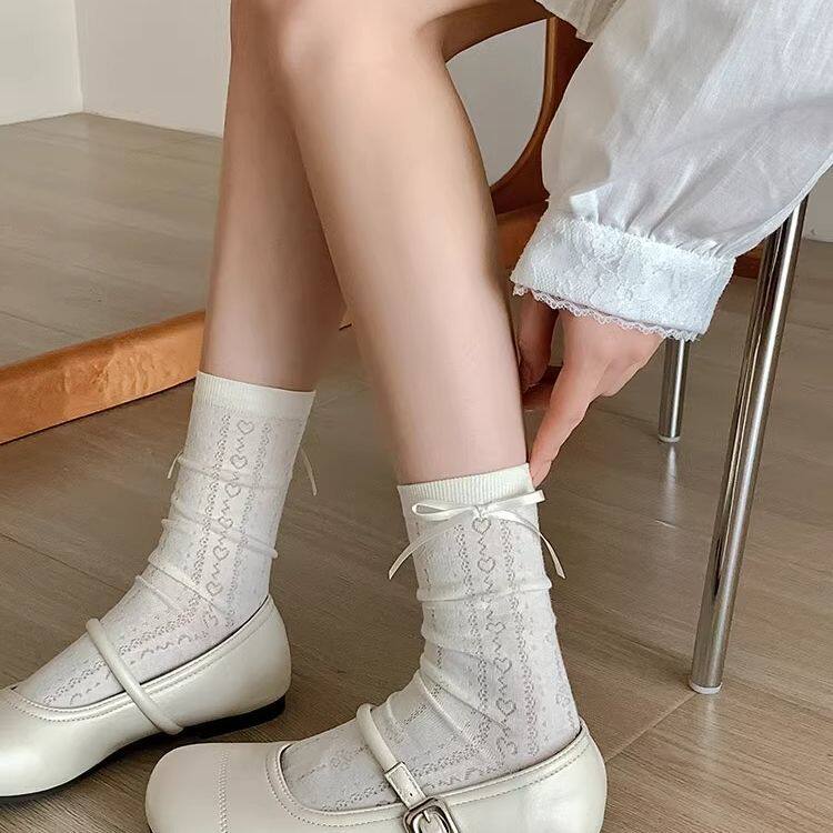 袜子女夏薄款配裙子爱心