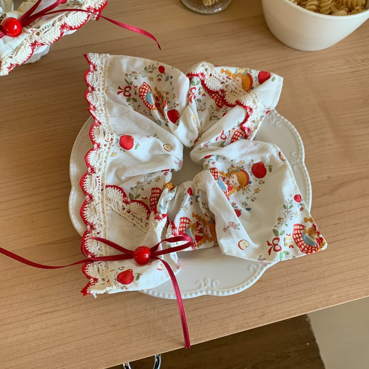 发圈方巾式花园派对~甜美布艺蕾丝花边大肠发圈头绳蝴蝶结发饰大