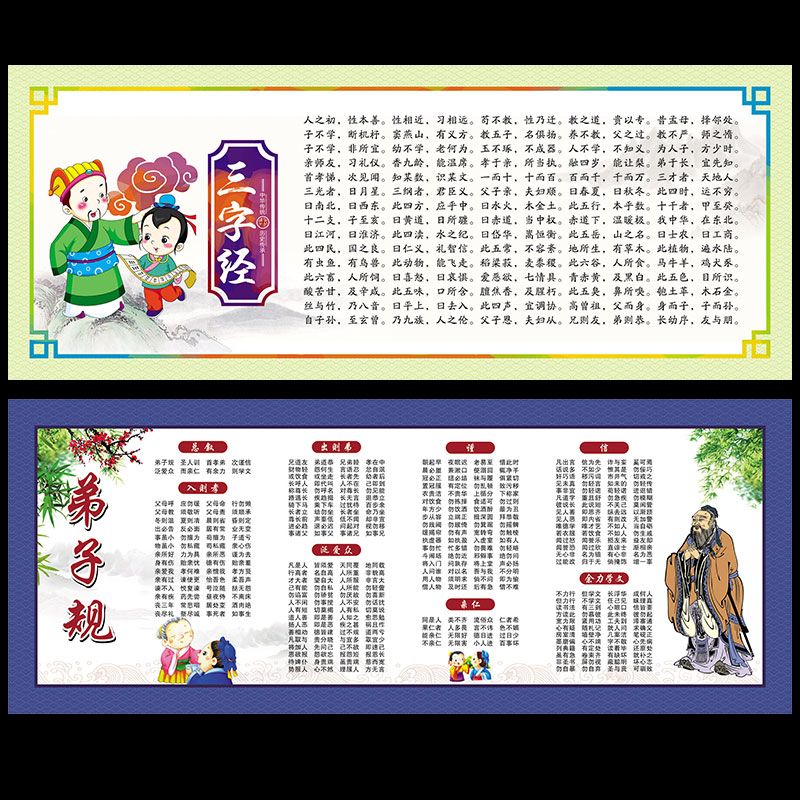 百家姓挂画三字经墙贴学