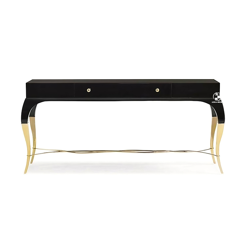 美式轻奢古典实木金属玄关柜奢华