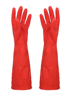 安赛瑞加长加绒洗碗手套厨房劳保橡胶乳胶防滑防油防水手套28704