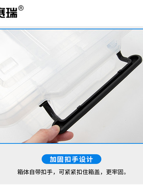 安赛瑞 透明收纳箱 手提塑料储物盒车载衣物书籍整理箱  200810