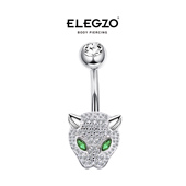 2023新款 可长短可定制 肚脐钉纯银豹子欧美925银肚脐钉辣妹女士款