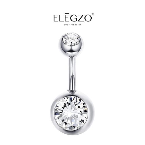 925纯银肚脐钉ELEGZO养洞防过敏
