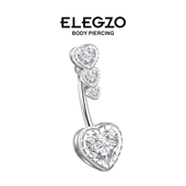 新款 肚脐环ELEGZO 桃心肚脐钉脐环S925纯银网红肚挤钉过敏日韩时尚