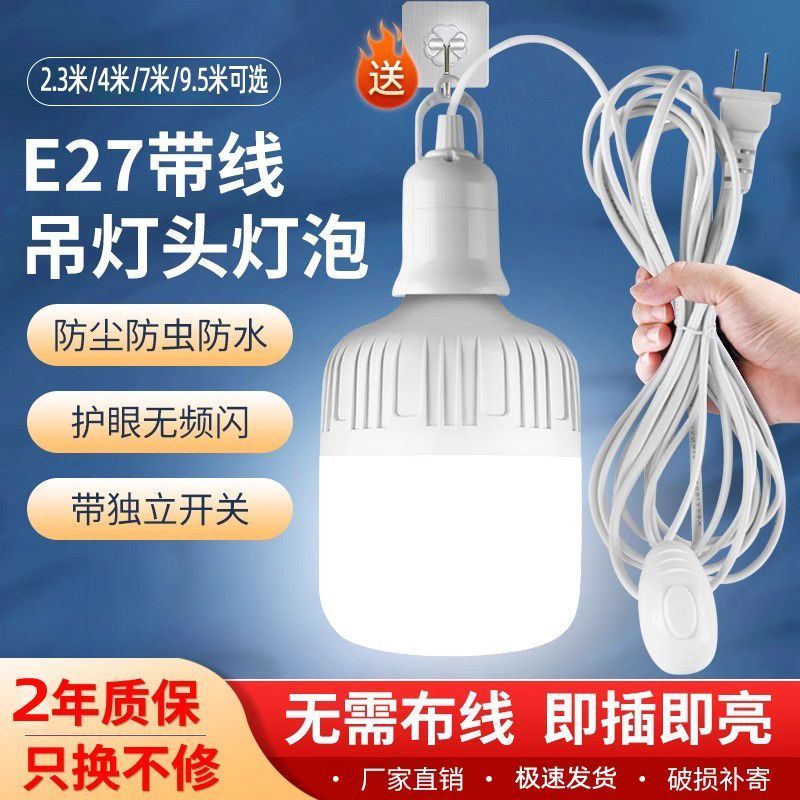 带插头一体灯电线家用led