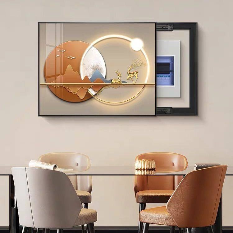 电表箱用挂画轻奢装饰画现代简约配电箱餐厅打孔电闸推拉挂画开关,家居饰品,电表箱装饰画,淘宝优惠券,粉丝福利购,淘宝优惠卷