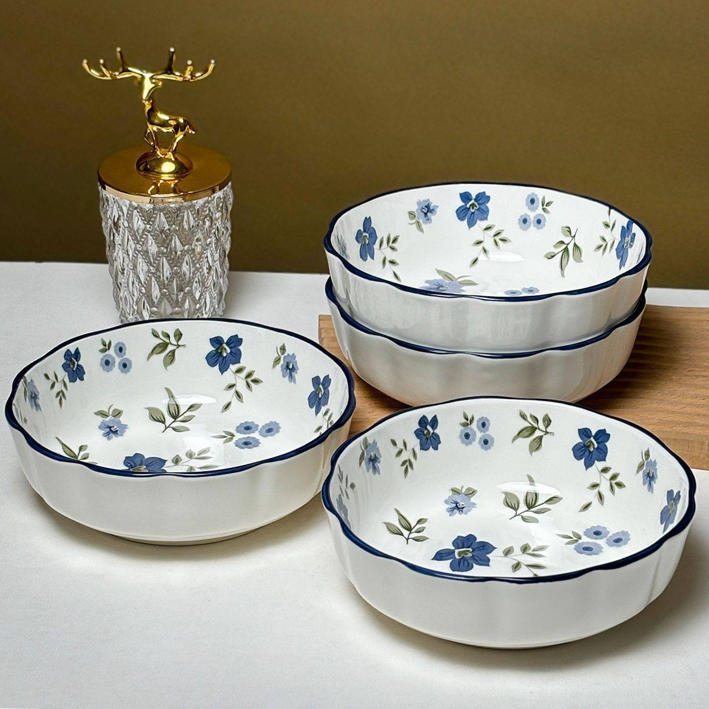 女士个人专用碗6英寸ins风陶瓷面碗家用拉面碗新款中式碗碟套装泡