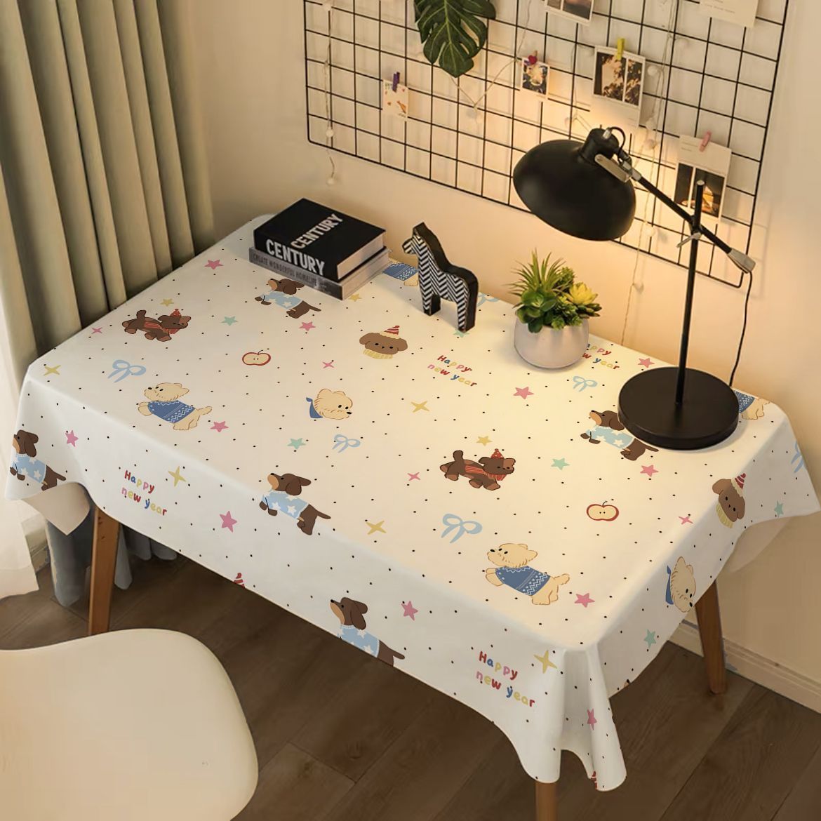 桌布女生卧室卡通可爱小狗桌布ins风卧室卡通桌垫宿舍书桌茶几餐