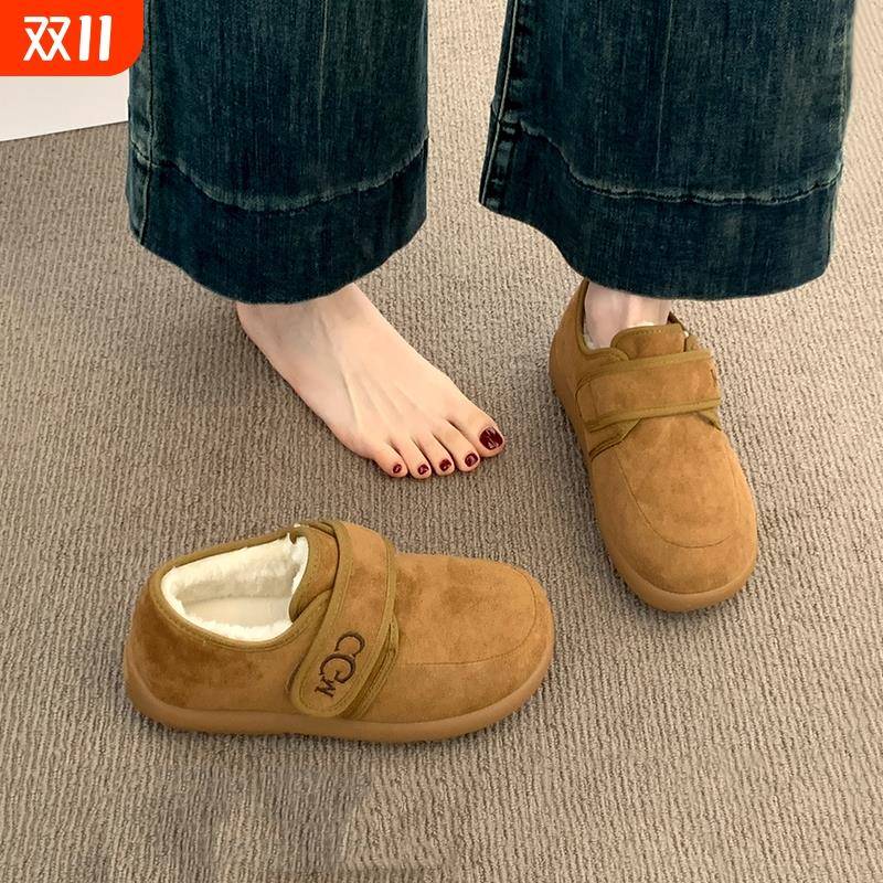 厚底加绒勃肯鞋女士雪地靴2025新款秋冬季防滑毛毛豆豆保暖棉鞋子