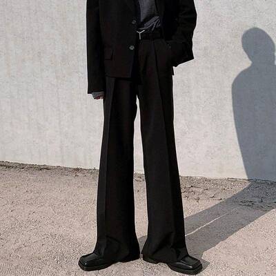 Men Straight Leg Casual Pants Flare Western Commuter Leisure