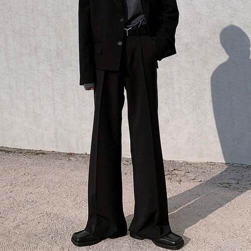 Men Straight Leg Casual Pants Flare Western Commuter Leisure