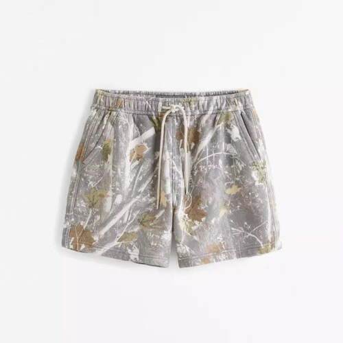 Womens Gym Shorts Casual Pants Vintage Camo Leaf Print