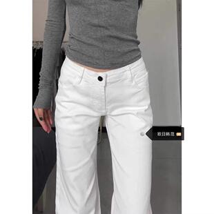 Womens Casual Straight Leg Jeans Y2K Street Style Loose Fit