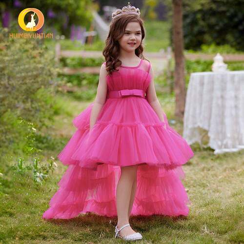 5353 girls long tail princess party dress wedding pageant