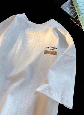 Mens Summer Pure Cotton Solid Color Sports T-Shirt Basic