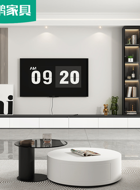 家用客厅落地电视柜一体组合墙柜收纳储物柜书柜书架6d81