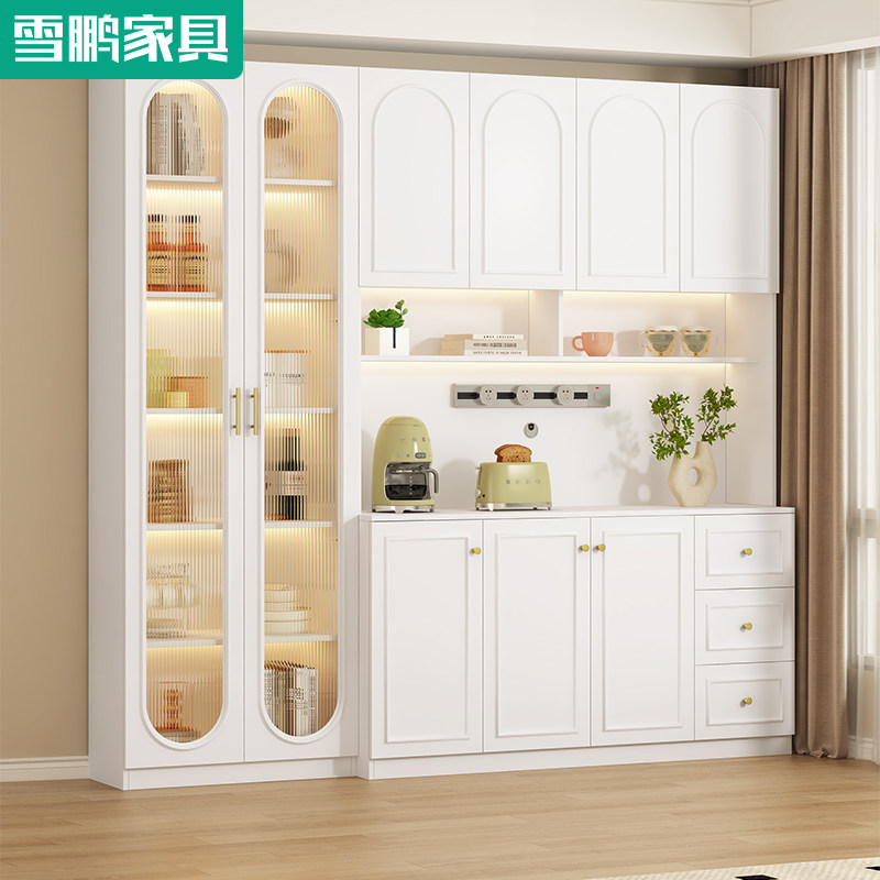 奶油风餐边柜客厅靠墙一体酒柜水吧台厨房多功能橱柜储物柜6G260,住宅家具,餐边柜,淘宝优惠券,粉丝福利购,淘宝优惠卷