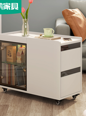 简约可移动沙发边几客厅边柜小角几迷你茶台柜卧室床头窄边桌6J33