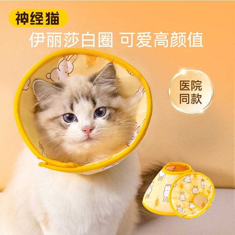 宠物猫咪狗狗马卡龙伊丽莎白项圈绝育术后防舔防咬可调节魔术贴圈
