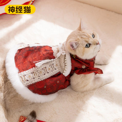 古风中式连衣裙宠物猫衣服