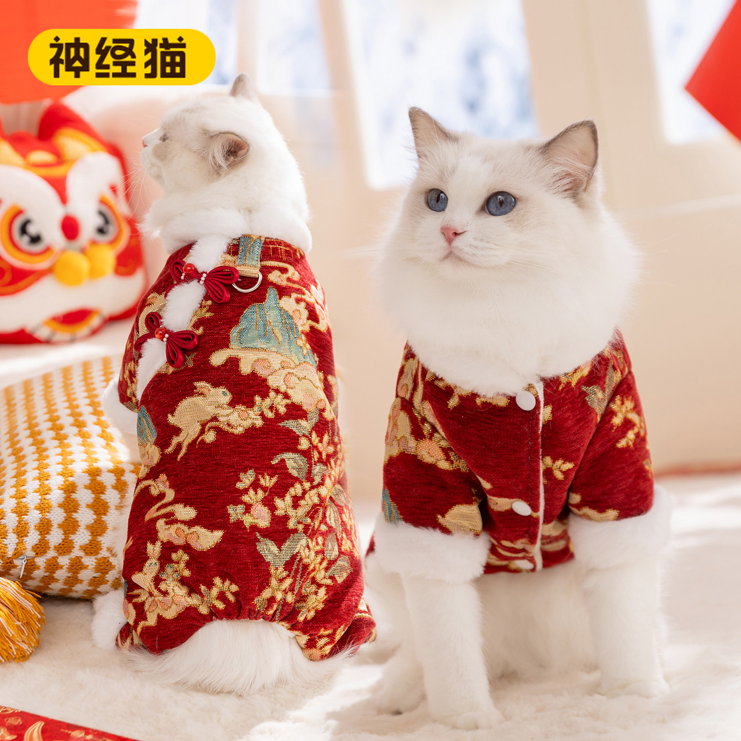 冬季新年猫咪衣服唐装布偶猫金渐层无毛猫加厚保暖中式宠物猫衣服,宠物/宠物食品及用品,猫宠物服装/雨衣（新）,淘宝优惠券,粉丝福利购,淘宝优惠卷